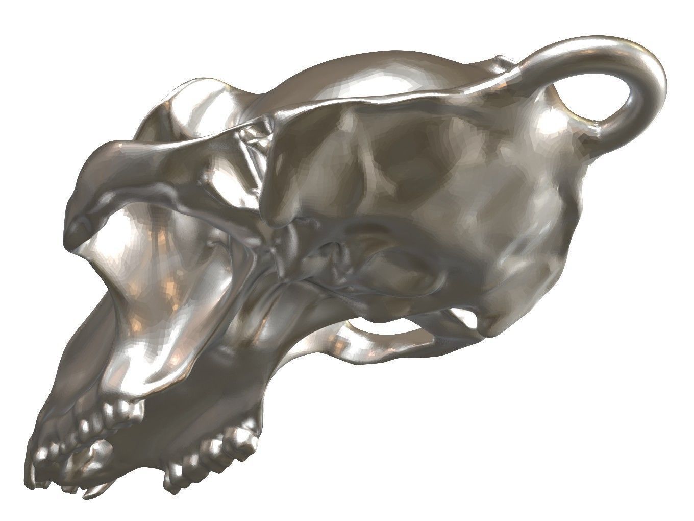 Cranium Charm Baboon Silver 3D print model_6