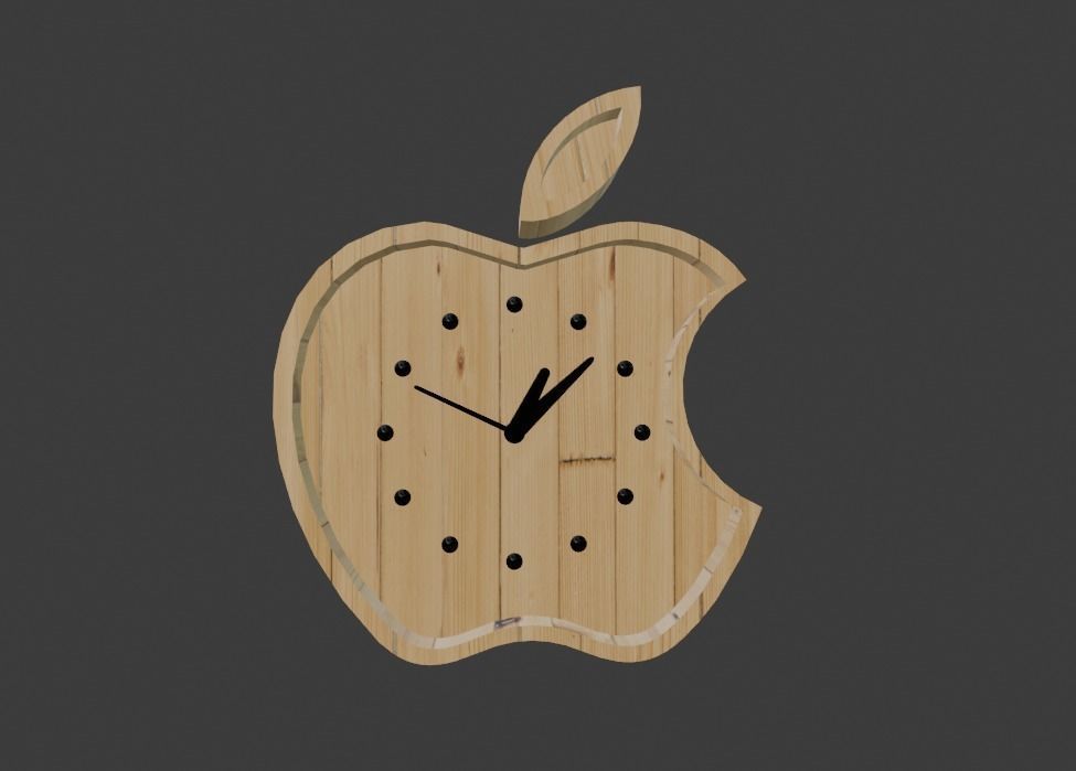 apple wall clock Low-poly 3D model_16