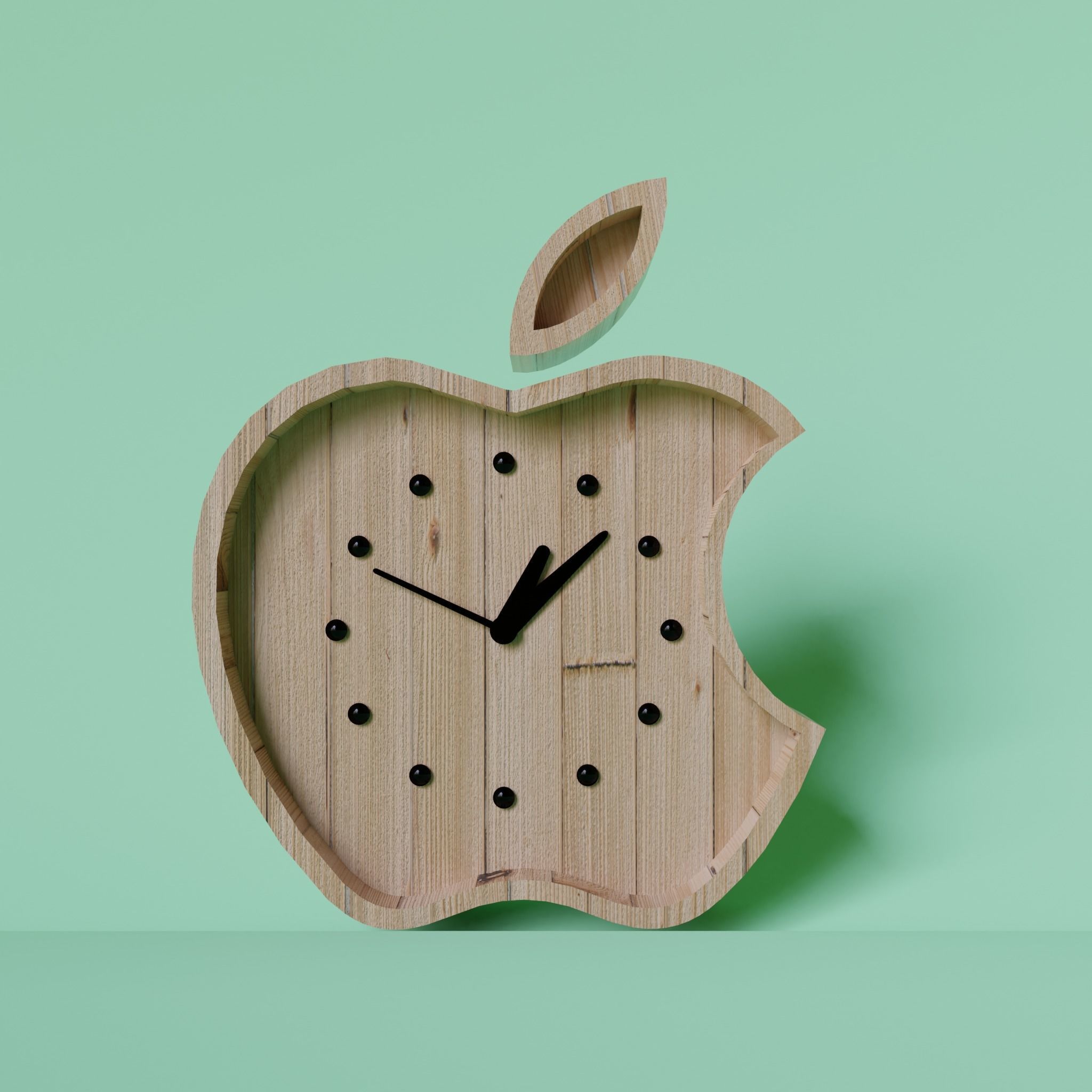 apple wall clock Low-poly 3D model_2