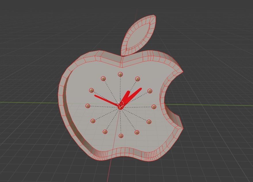 apple wall clock Low-poly 3D model_13