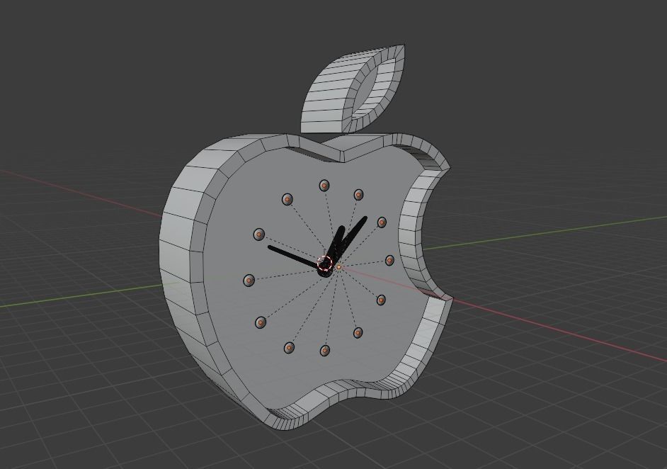 apple wall clock Low-poly 3D model_5