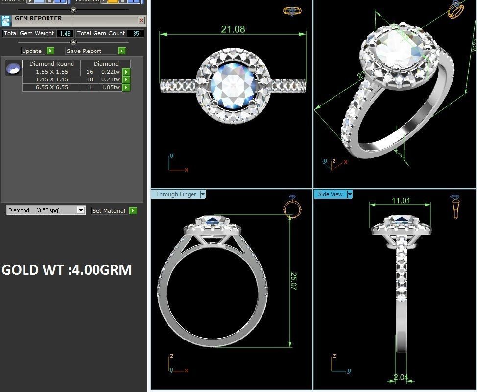 Solitaire ring model 3D print model_2