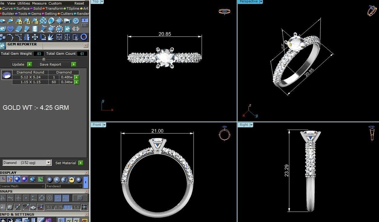 Solitaire ring model 3D print model_19