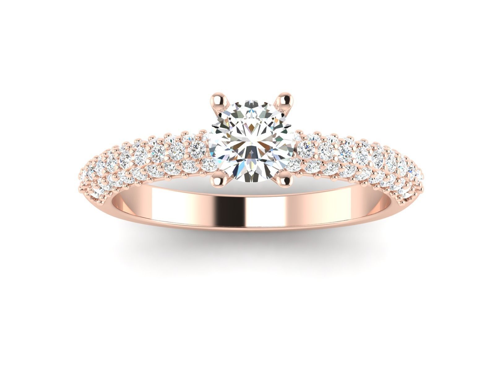 Solitaire ring model 3D print model_14