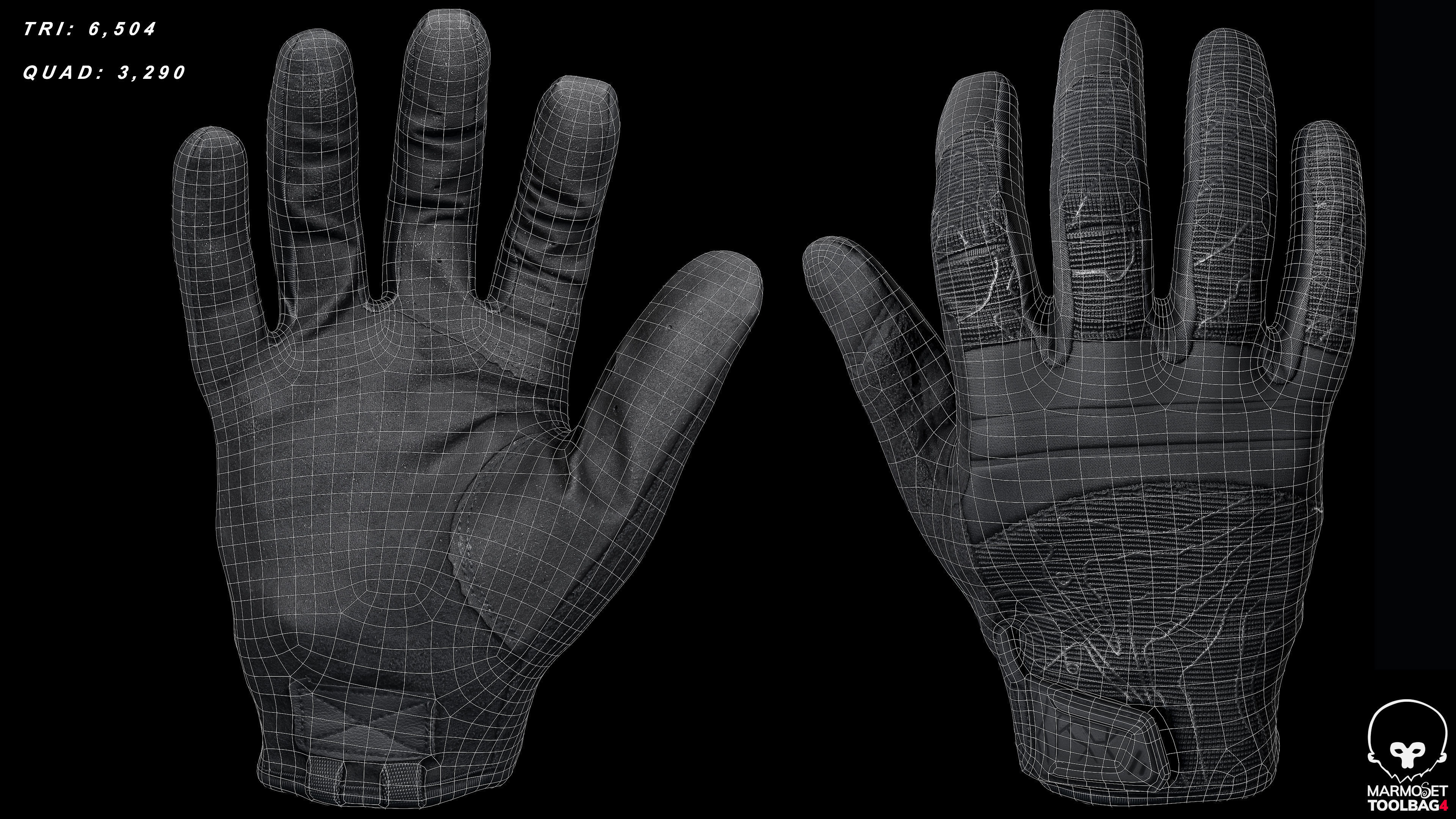 Tactical Gloves 033 Low-poly 3D model_3