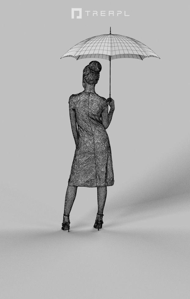 3d crowds and May a foreground umbrella elegant african woman 3D Model Collection_19