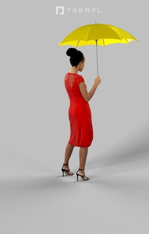 3d crowds and May a foreground umbrella elegant african woman 3D Model Collection_13