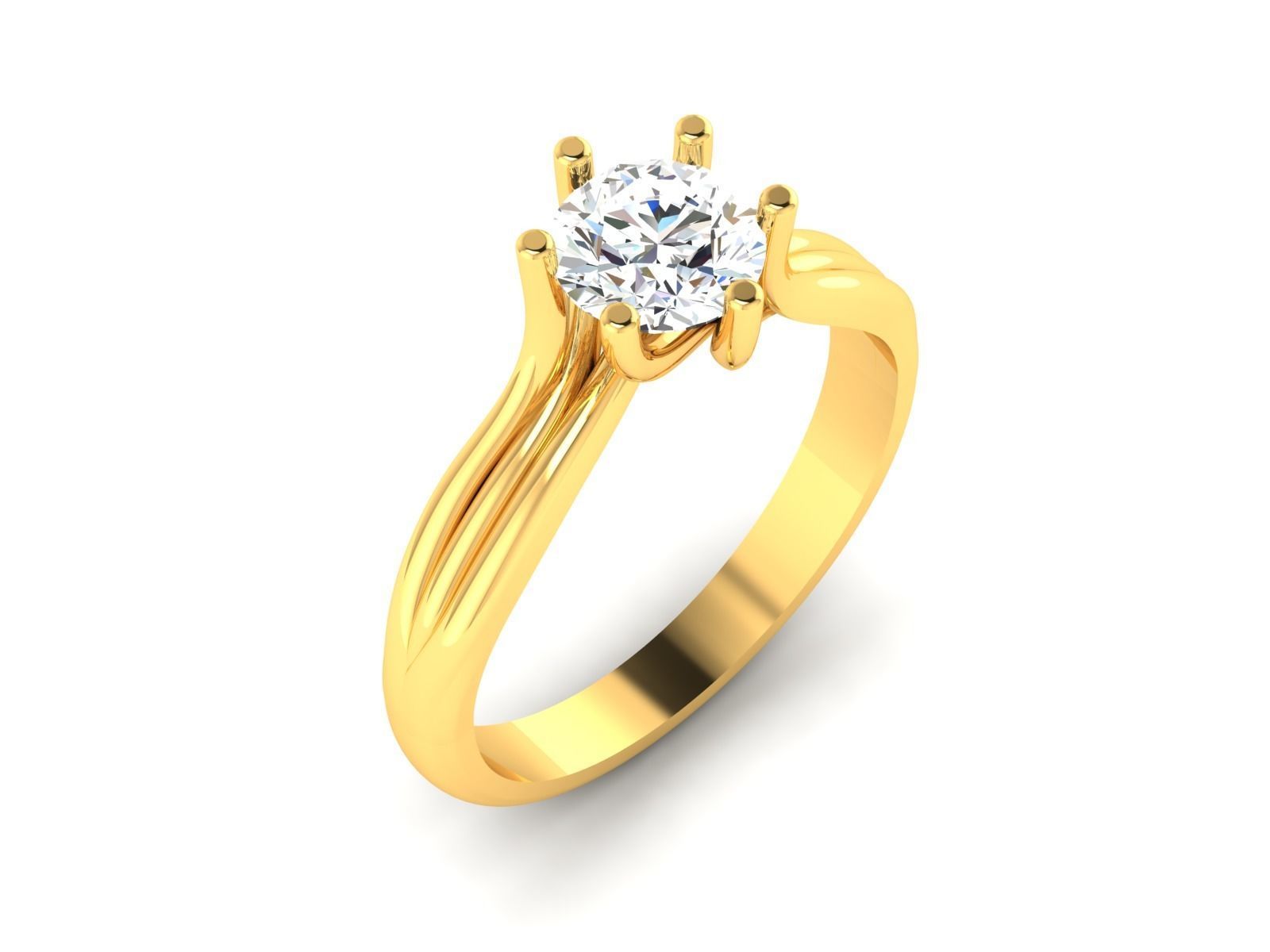 Solitaire ring model 3D print model_4