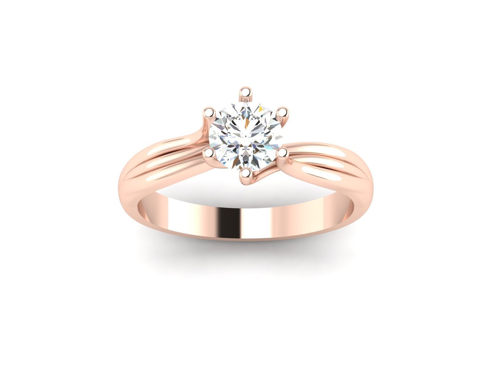 Solitaire ring model 3D print model_14
