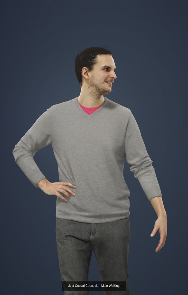 3d crowds and Jest foreground walking casual man  3D Model Collection_1