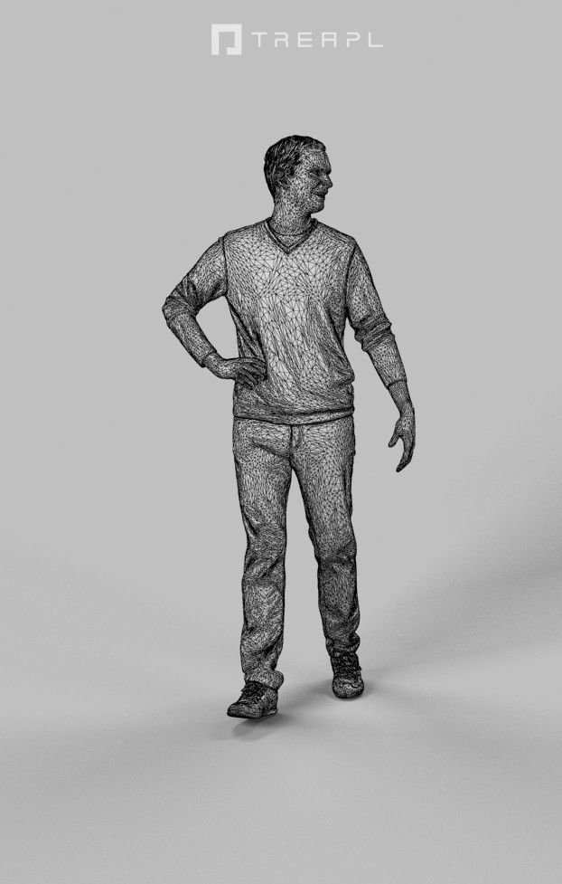 3d crowds and Jest foreground walking casual man  3D Model Collection_18