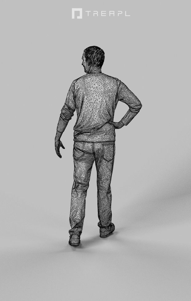 3d crowds and Jest foreground walking casual man  3D Model Collection_19