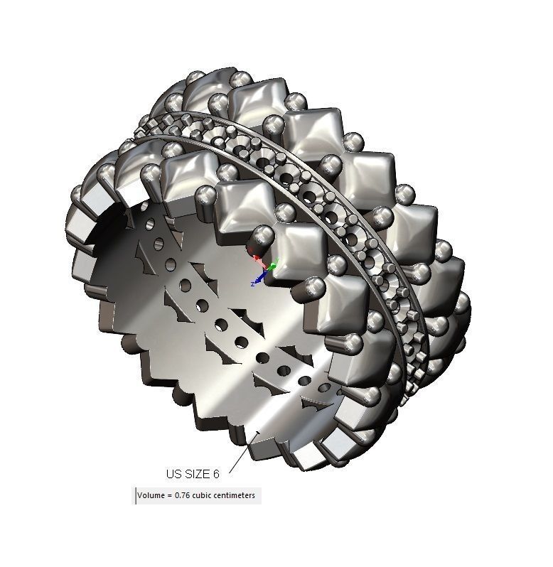 Diamond rounded square and beads fashion band US sizes 6 7 8  3D print model_10