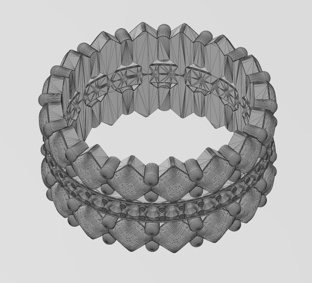 Diamond rounded square and beads fashion band US sizes 6 7 8  3D print model_15