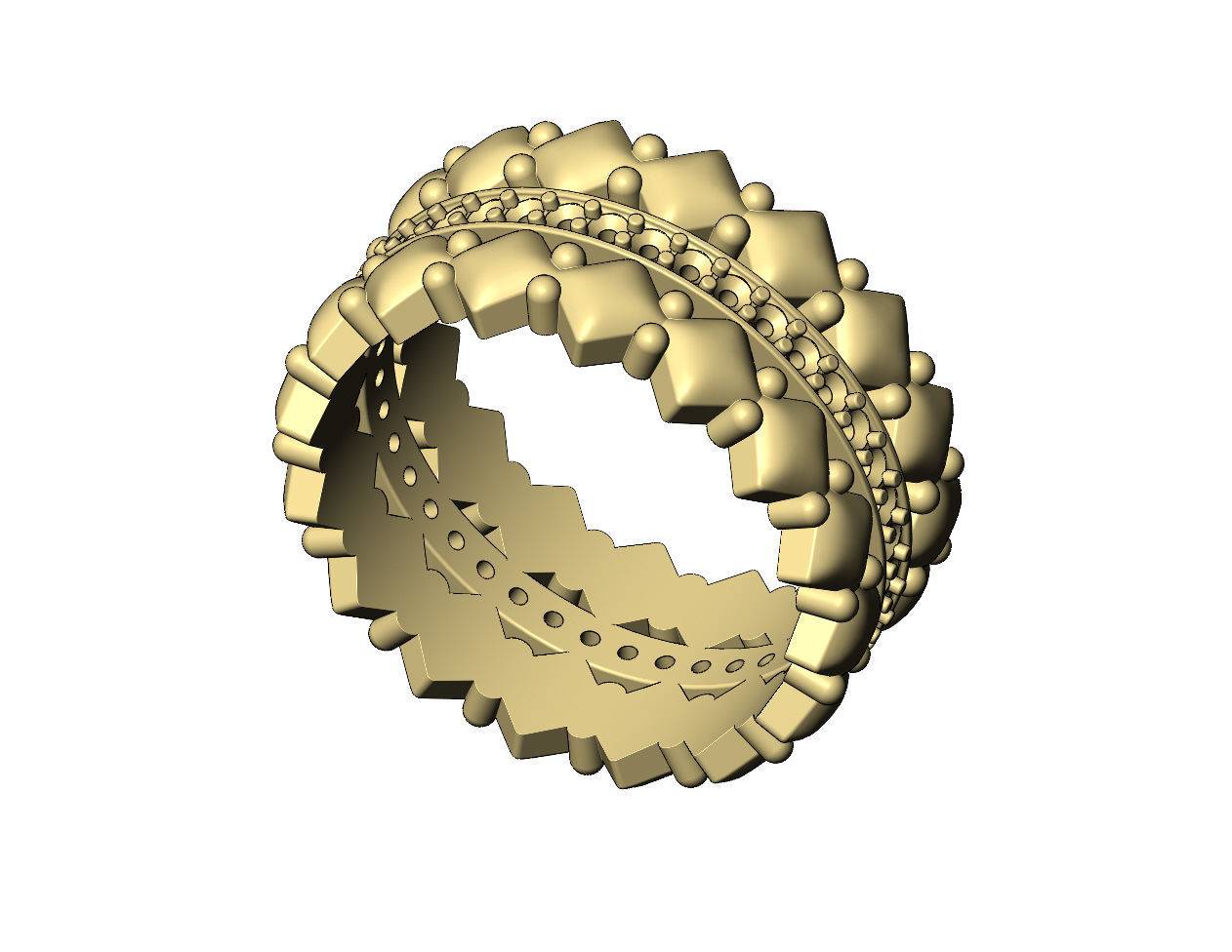 Diamond rounded square and beads fashion band US sizes 6 7 8  3D print model_8