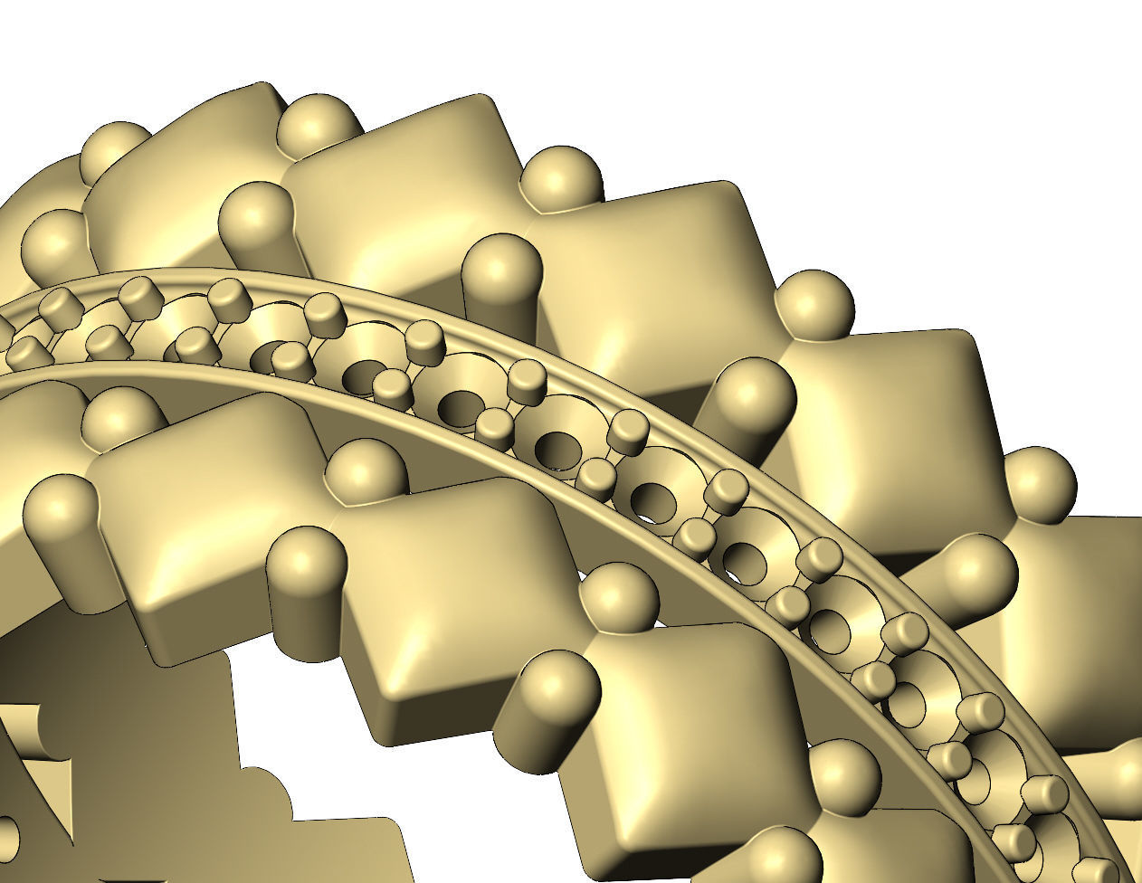 Diamond rounded square and beads fashion band US sizes 6 7 8  3D print model_9