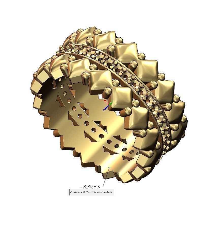 Diamond rounded square and beads fashion band US sizes 6 7 8  3D print model_12