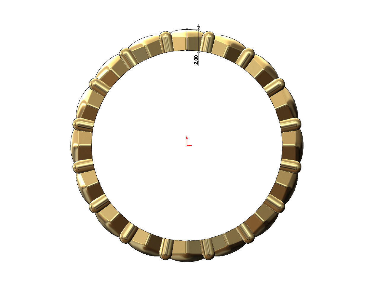 Diamond rounded square and beads fashion band US sizes 6 7 8  3D print model_6