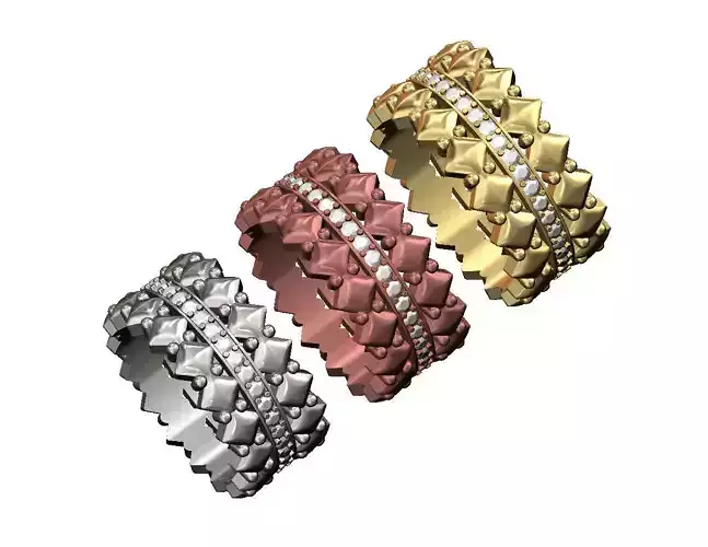 Diamond rounded square and beads fashion band US sizes 6 7 8 