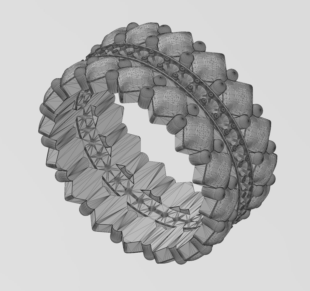 Diamond rounded square and beads fashion band US sizes 6 7 8  3D print model_14