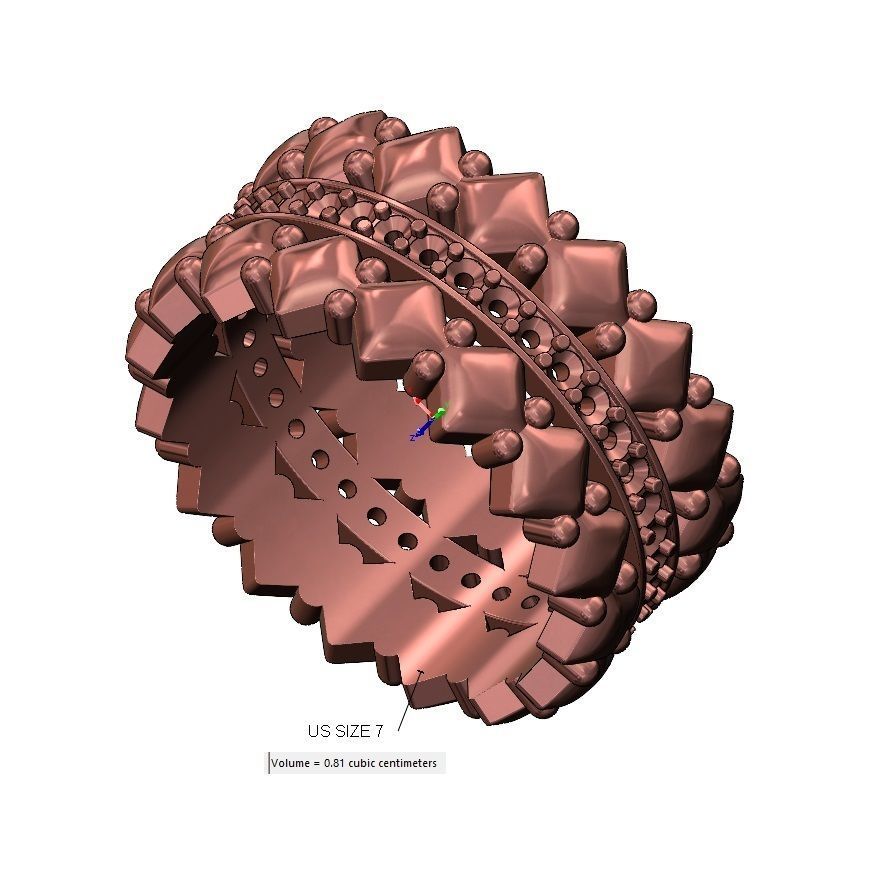 Diamond rounded square and beads fashion band US sizes 6 7 8  3D print model_11