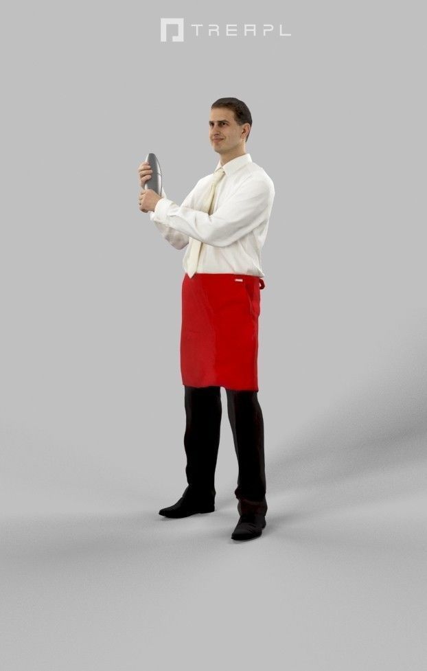 3d people crowds and Romance foreground waiter barman shaker 3D Model Collection_15