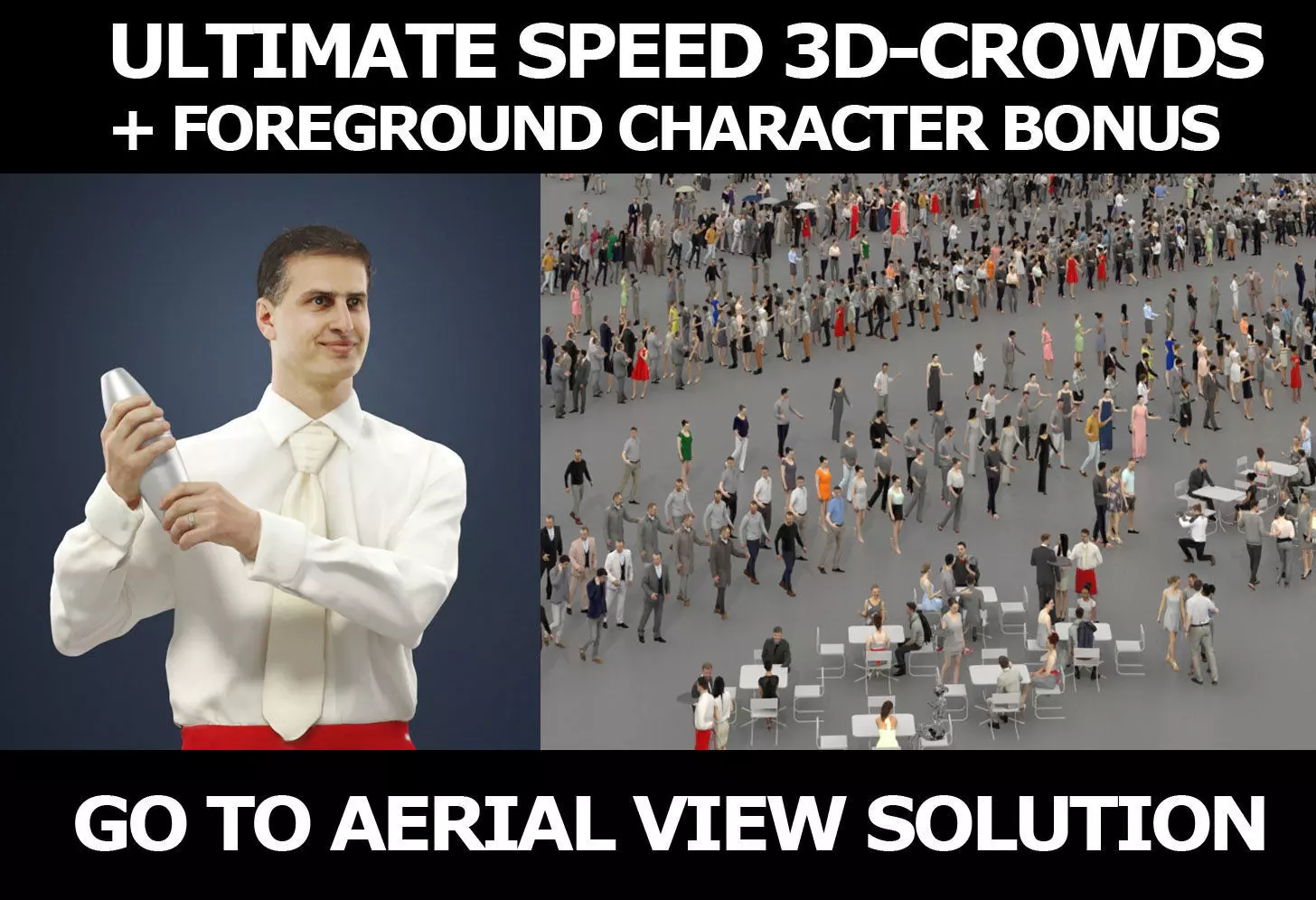 3d people crowds and Romance foreground waiter barman shaker 3D Model Collection_0