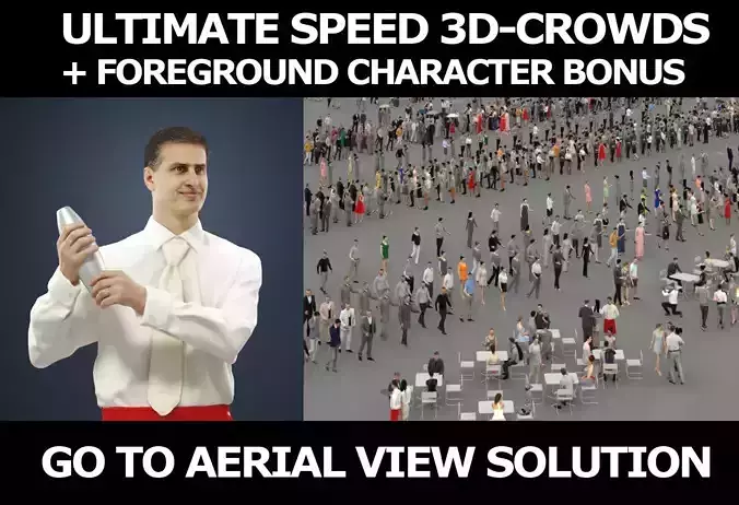 3d people crowds and Romance foreground waiter barman shaker 3D Model Collection