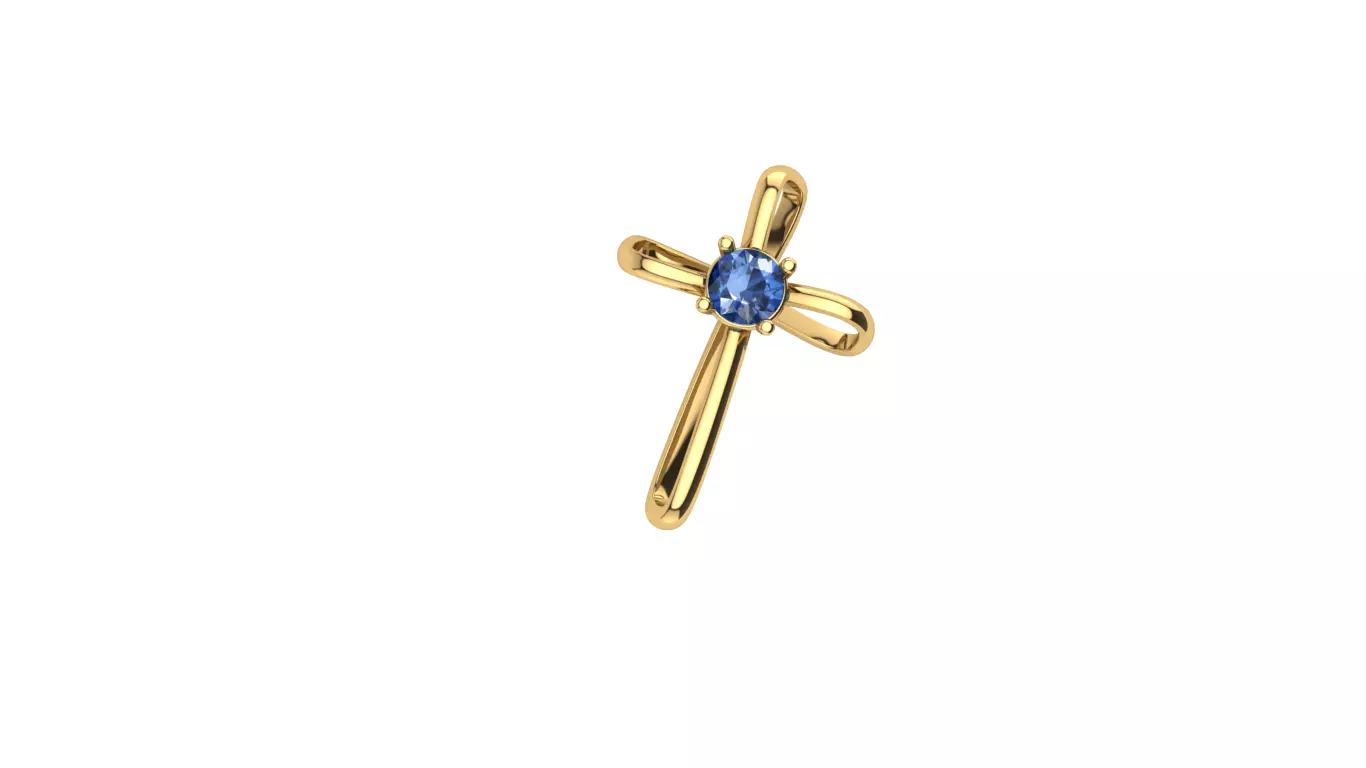 CrossPD4mm gold cross with sapphire 3D print model