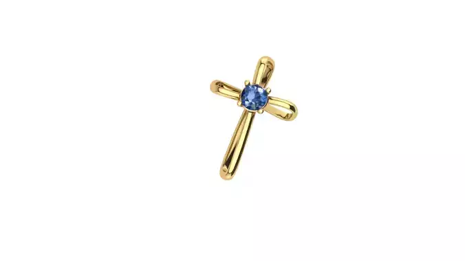CrossPD4mm gold cross with sapphire