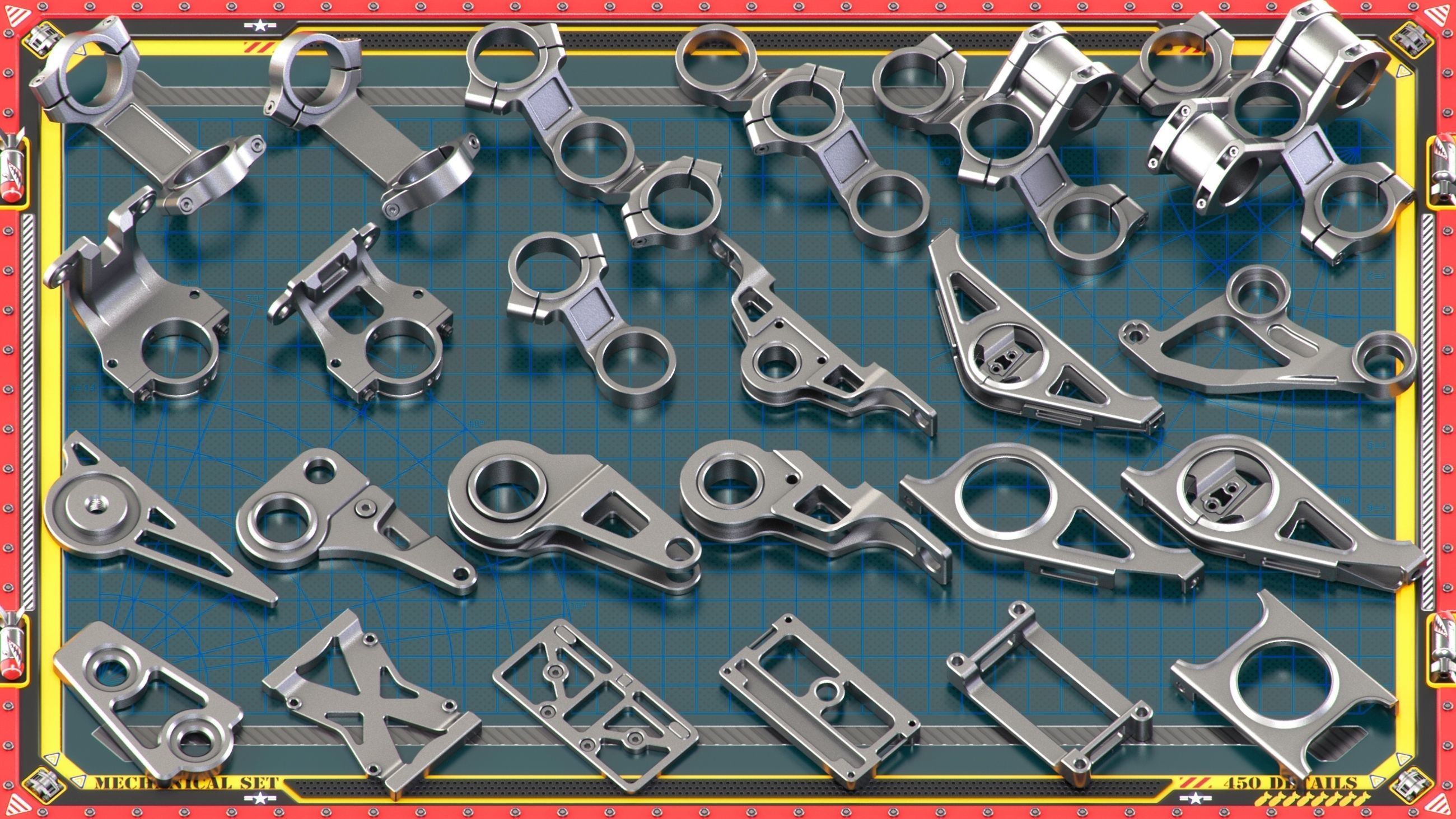 Sci-Fi Hard Surface Mechanical KITBASH 450 DETAILS 3D model_15