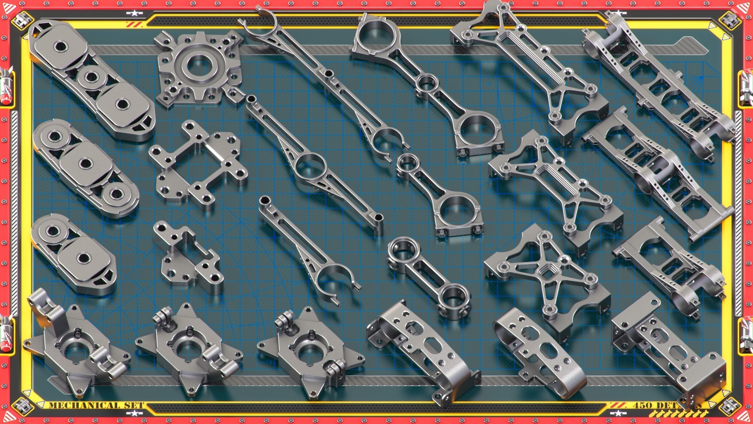 Sci-Fi Hard Surface Mechanical KITBASH 450 DETAILS 3D model_17