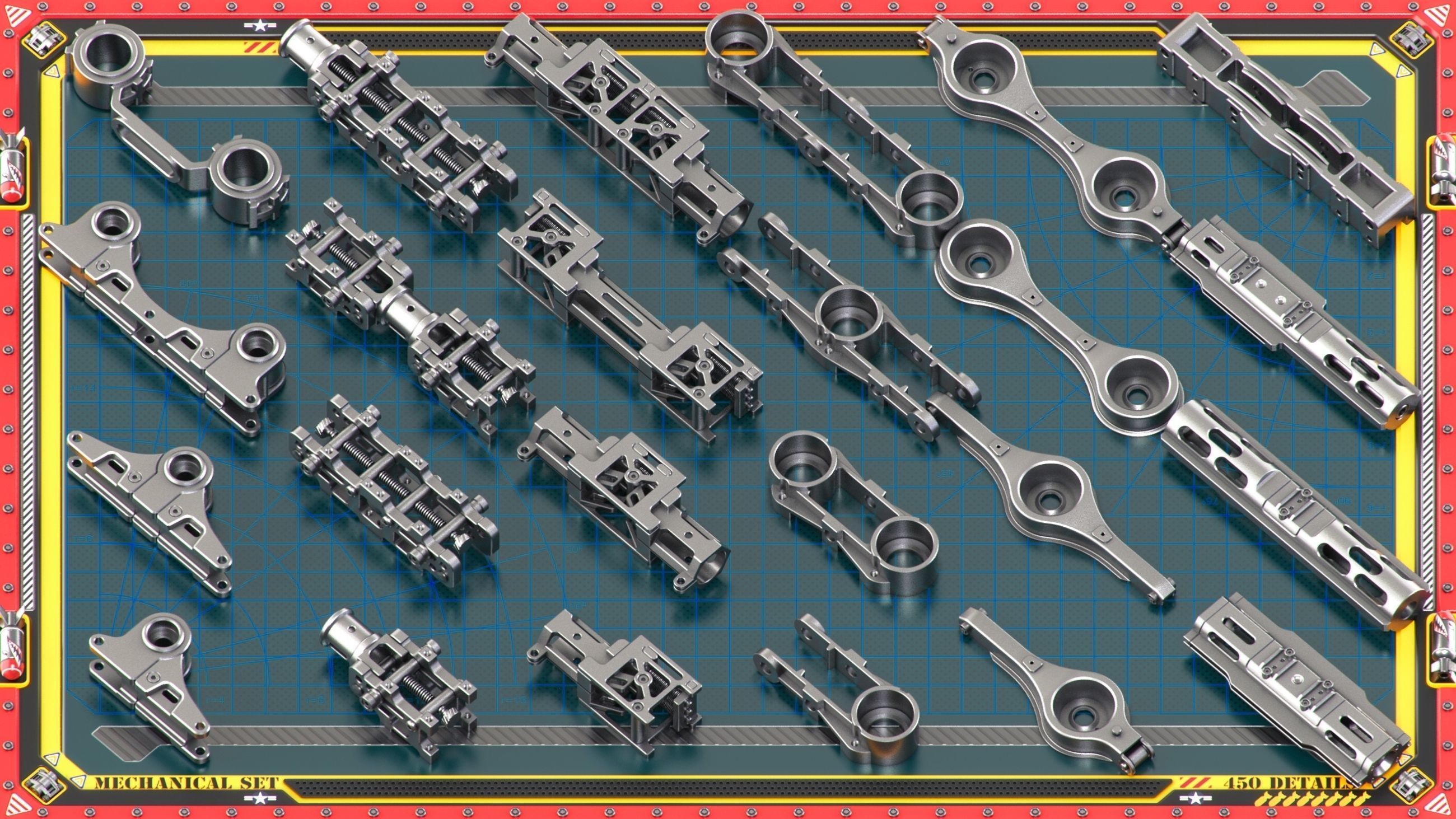 Sci-Fi Hard Surface Mechanical KITBASH 450 DETAILS 3D model_14