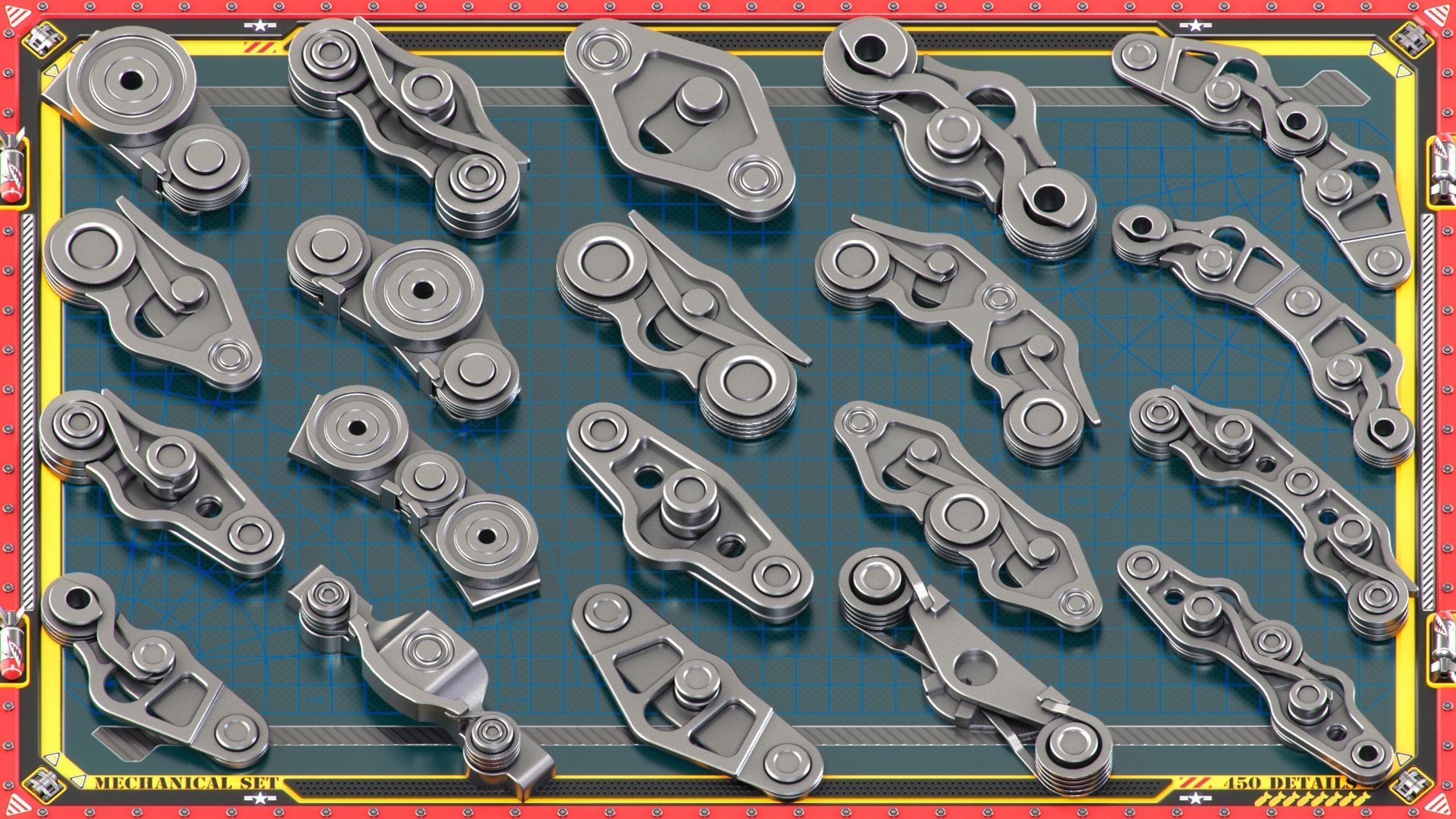 Sci-Fi Hard Surface Mechanical KITBASH 450 DETAILS 3D model_12