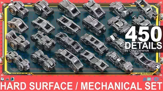 Sci-Fi Hard Surface Mechanical KITBASH 450 DETAILS 3D model