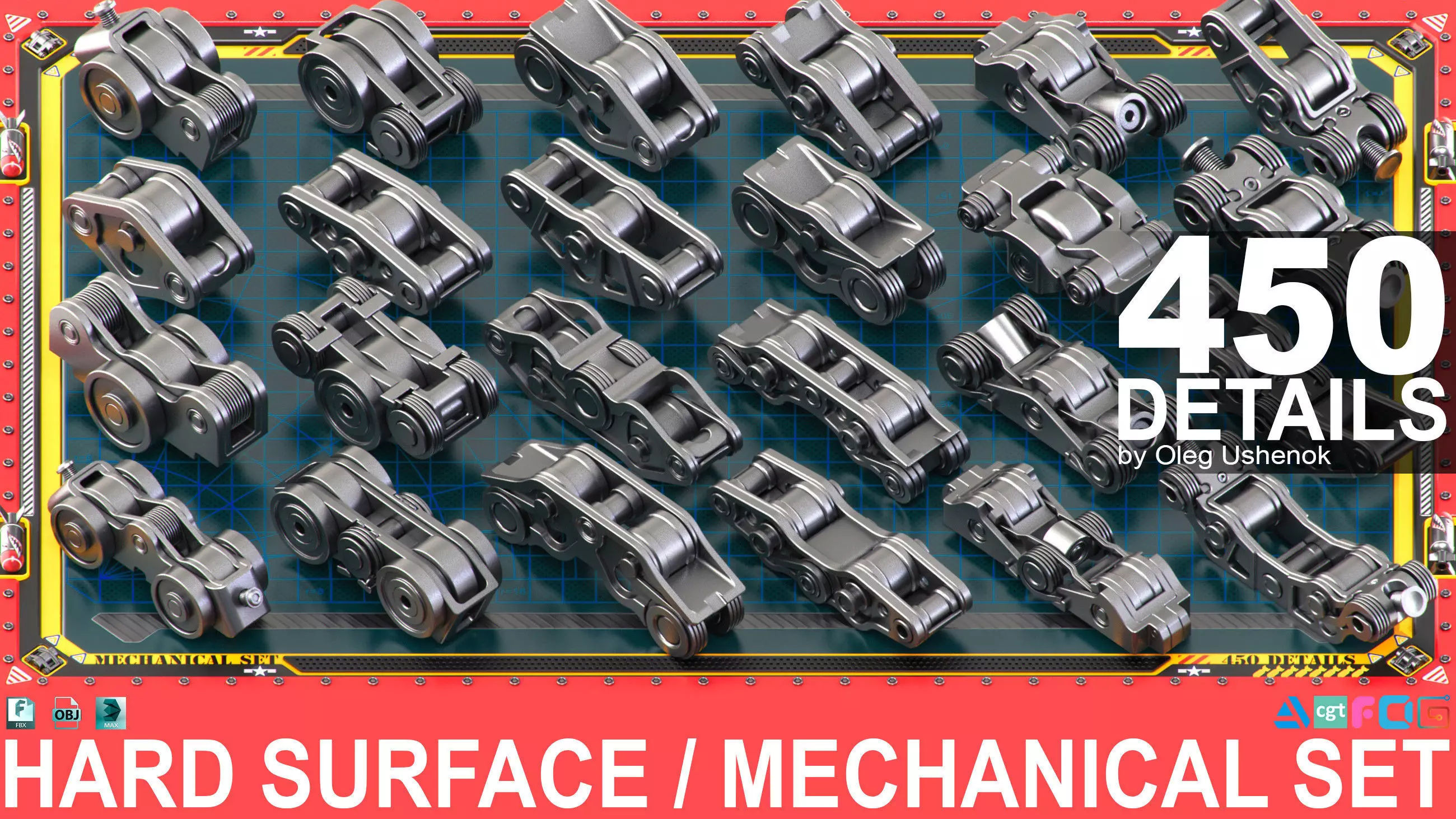 Sci-Fi Hard Surface Mechanical KITBASH 450 DETAILS 3D model_0