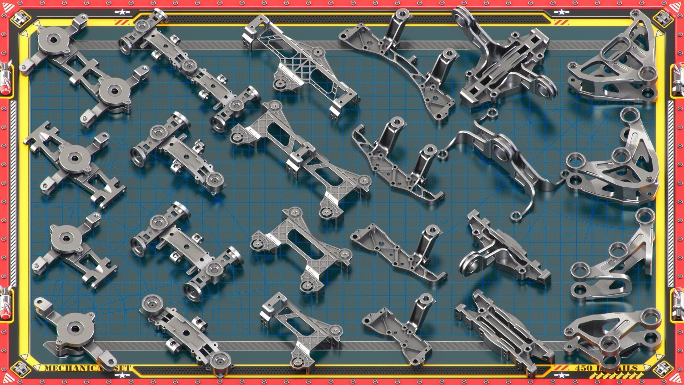 Sci-Fi Hard Surface Mechanical KITBASH 450 DETAILS 3D model_11