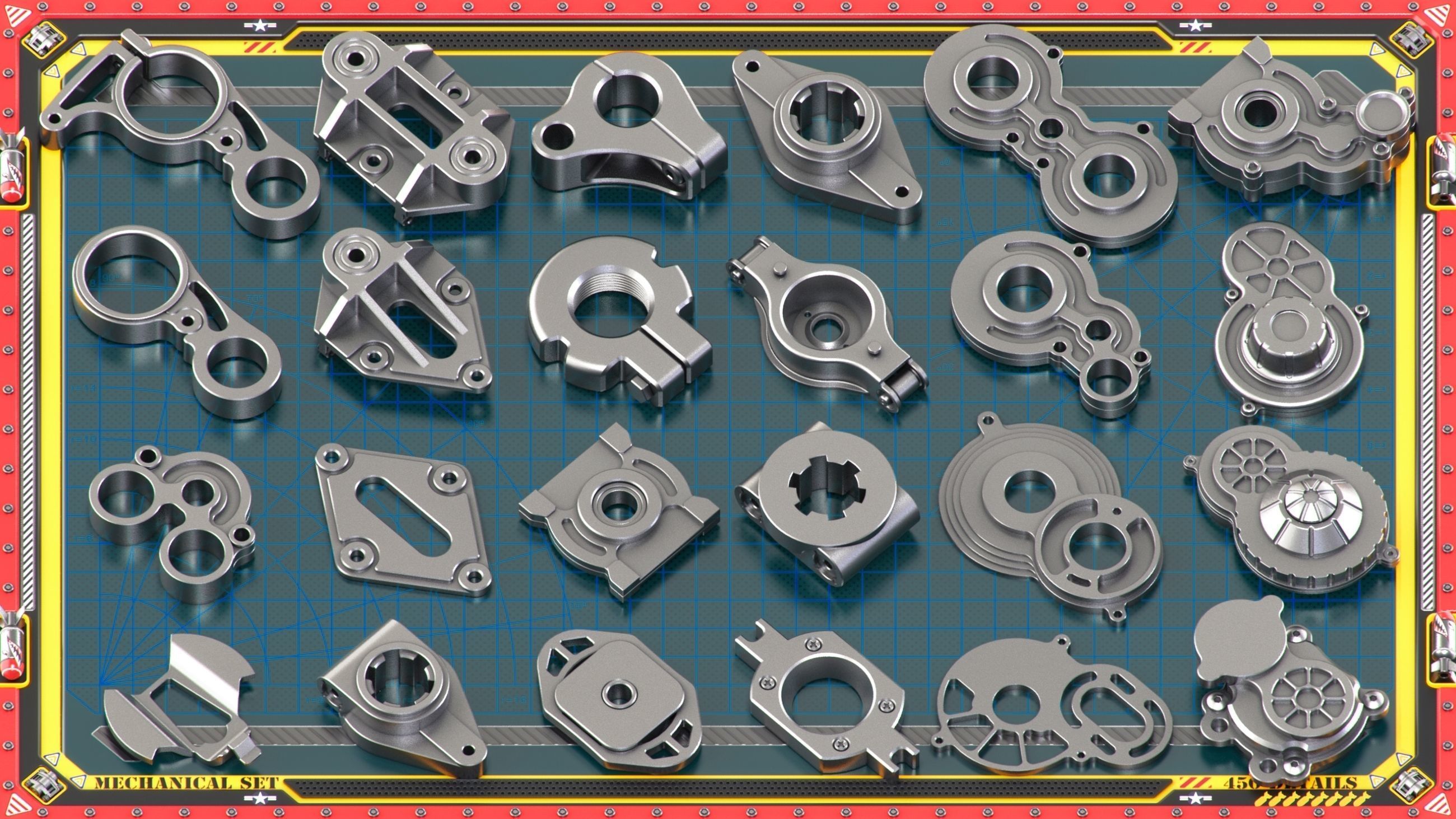 Sci-Fi Hard Surface Mechanical KITBASH 450 DETAILS 3D model_18