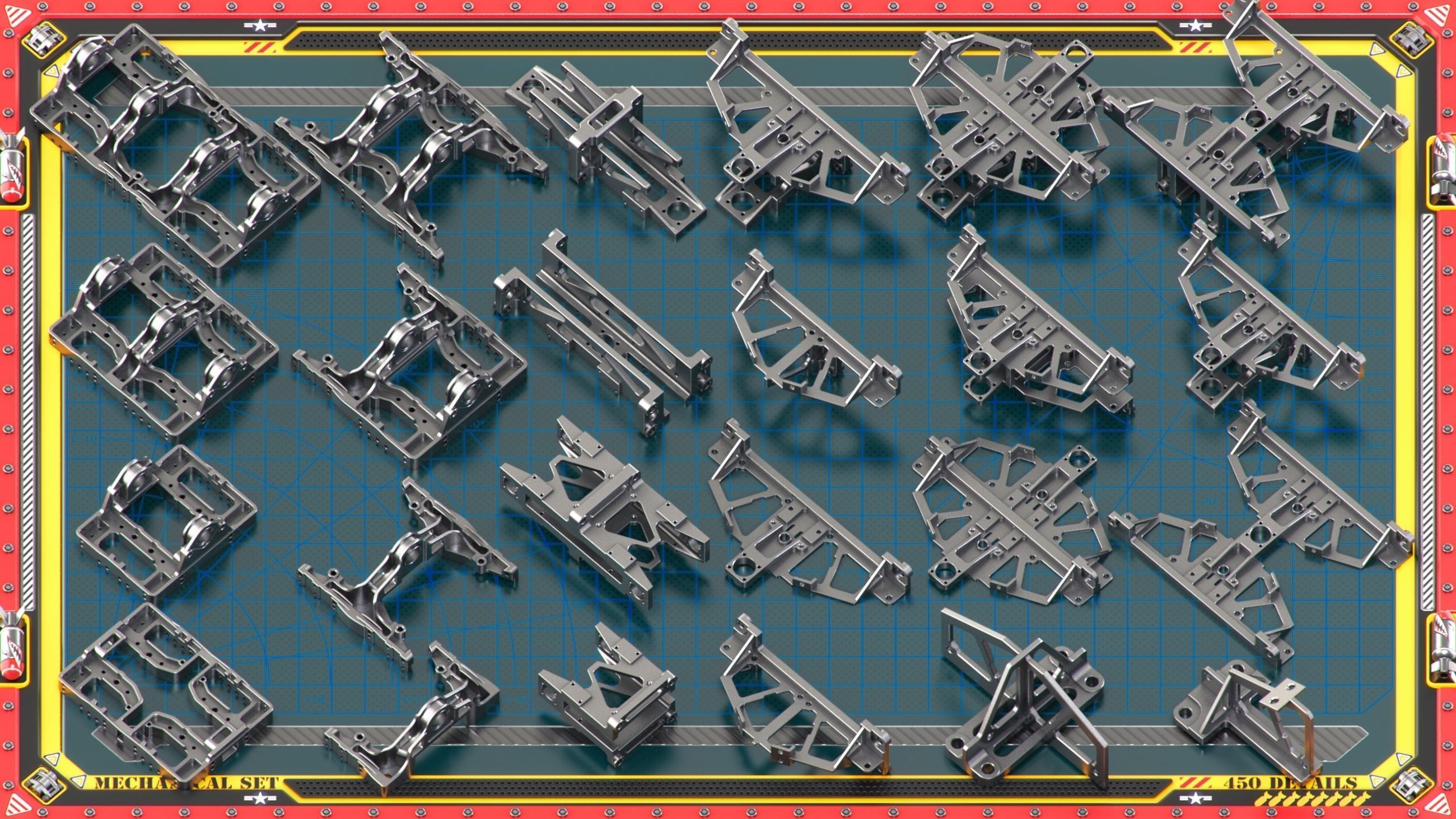 Sci-Fi Hard Surface Mechanical KITBASH 450 DETAILS 3D model_5