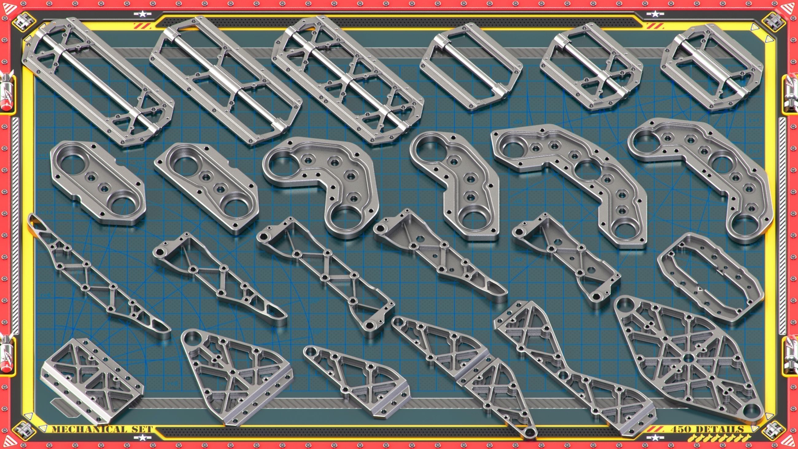 Sci-Fi Hard Surface Mechanical KITBASH 450 DETAILS 3D model_13