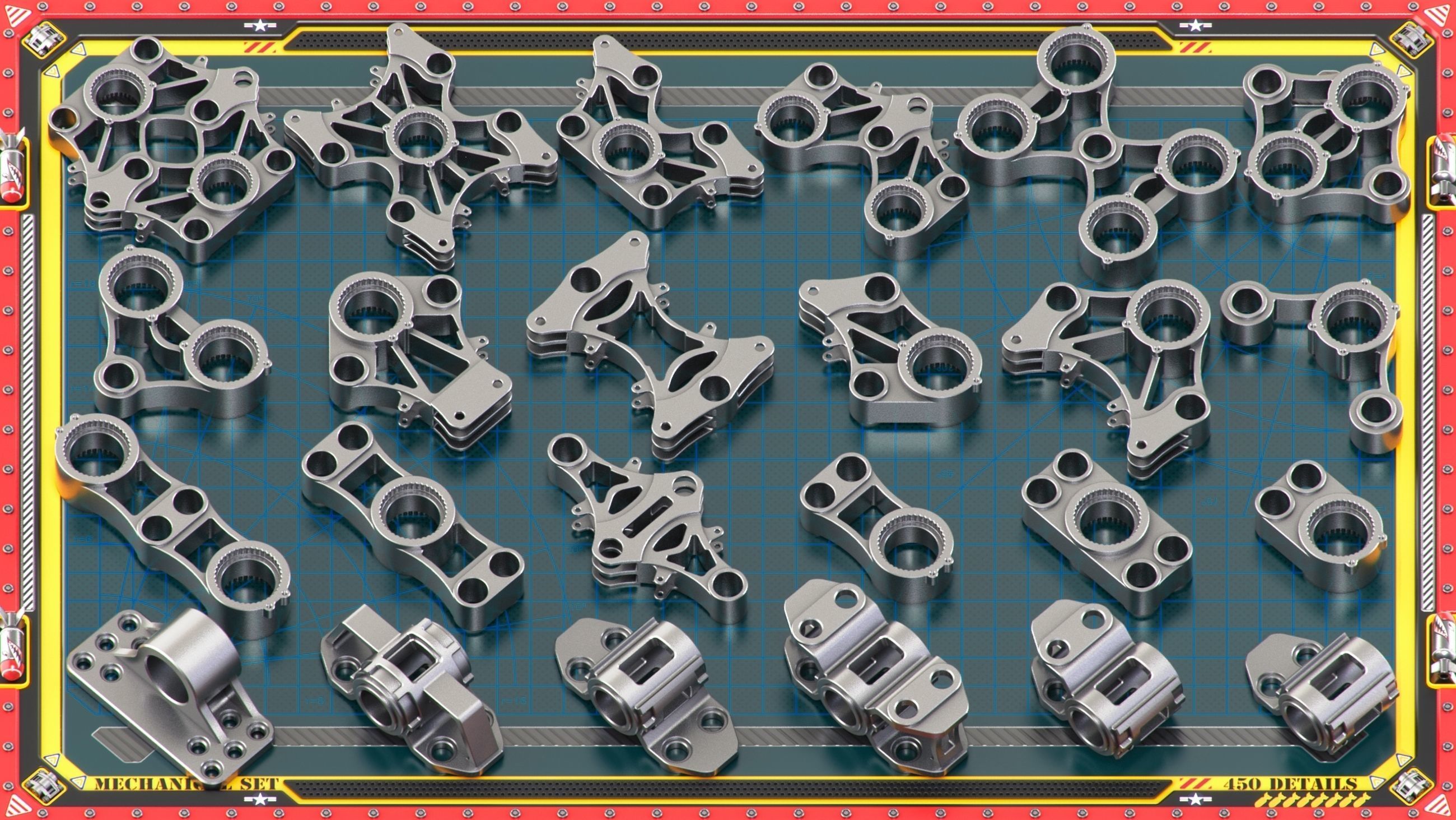 Sci-Fi Hard Surface Mechanical KITBASH 450 DETAILS 3D model_4