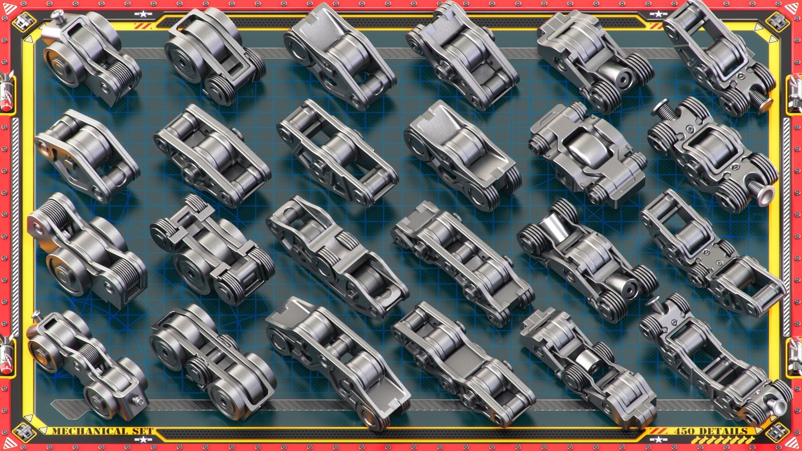 Sci-Fi Hard Surface Mechanical KITBASH 450 DETAILS 3D model_3