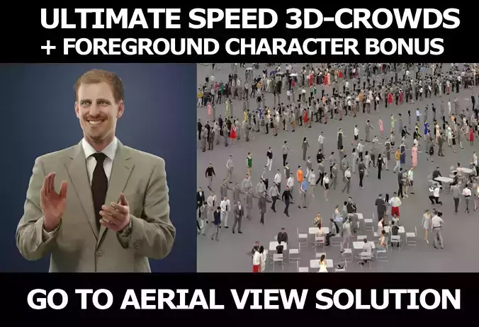 3d crowds and Mistery foreground clapping business man  3D Model Collection
