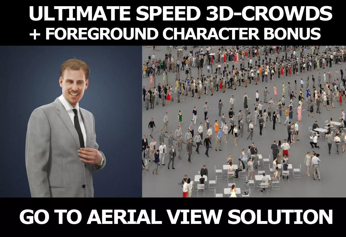 3d crowds and Mistery listening foreground business man 3D Model Collection_0