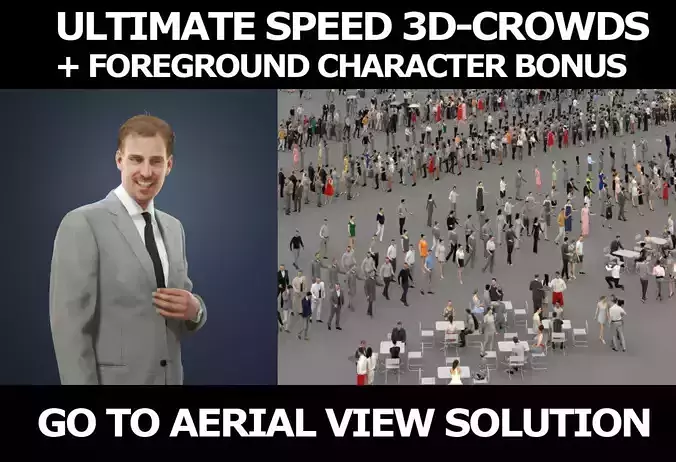 3d crowds and Mistery listening foreground business man 3D Model Collection