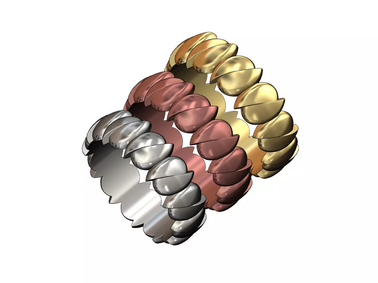 Split bean motif fashion band US sizes 6 7 8 3D print model