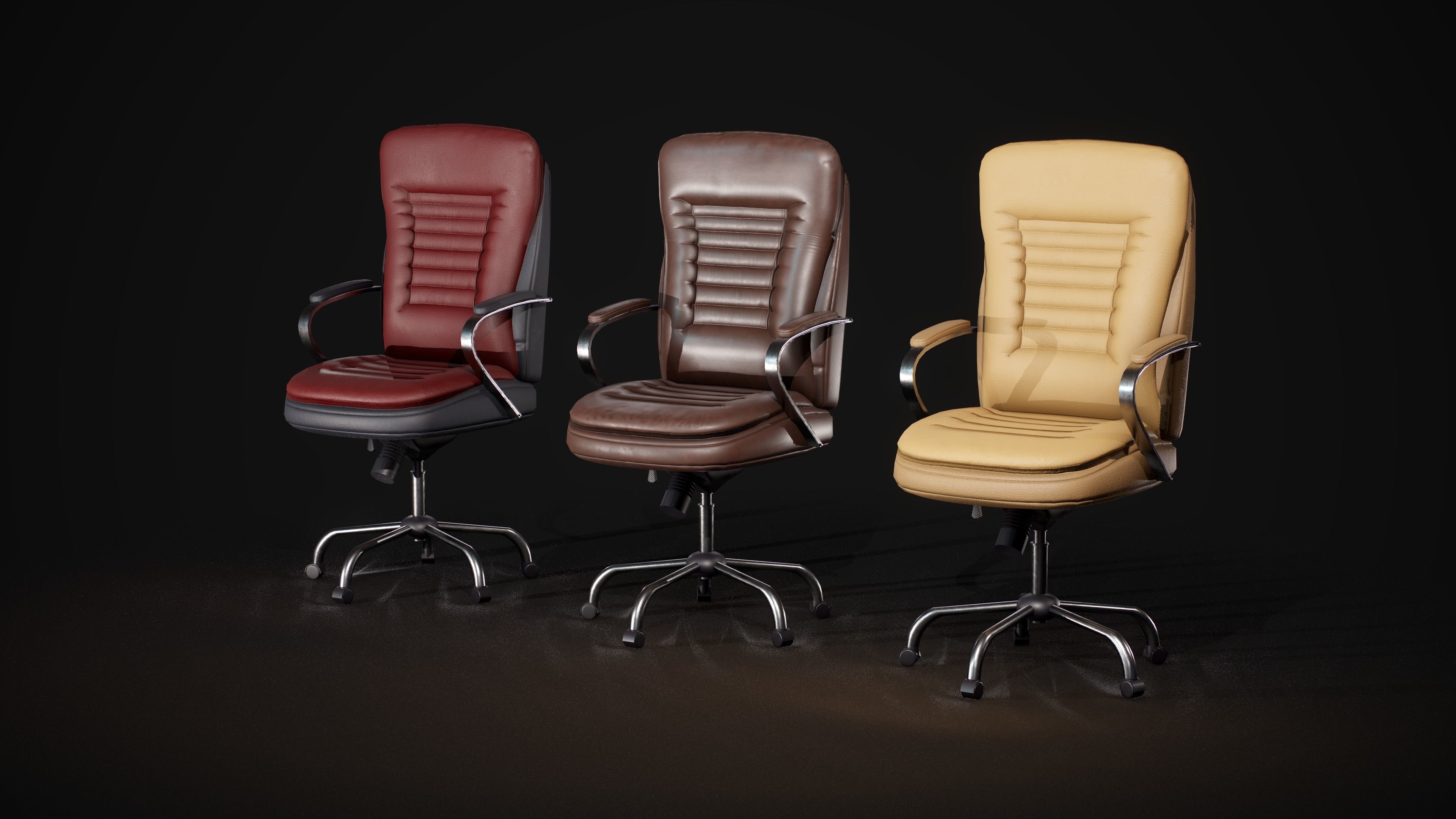 Realistic office chair with multiple colors Low-poly  Free low-poly 3D model_12