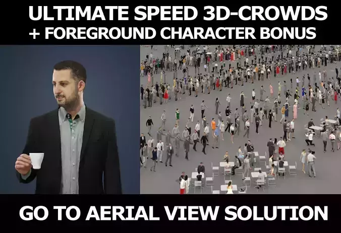 3d people crowds and Portrait foreground casual man coffee 3D Model Collection