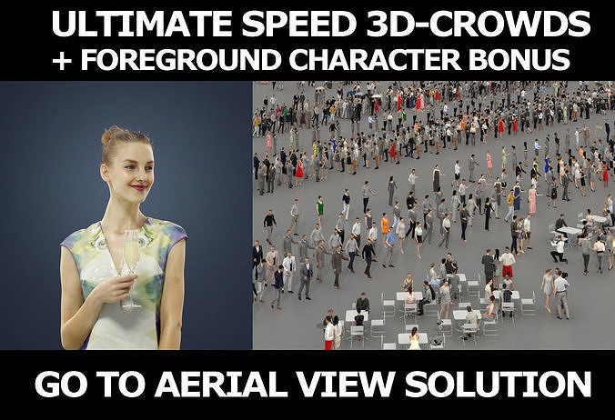 3d crowds Beauty foreground elegant woman champagne 3D Model Collection
