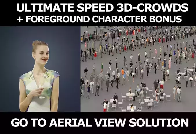 3d crowds Beauty foreground elegant woman champagne 3D Model Collection